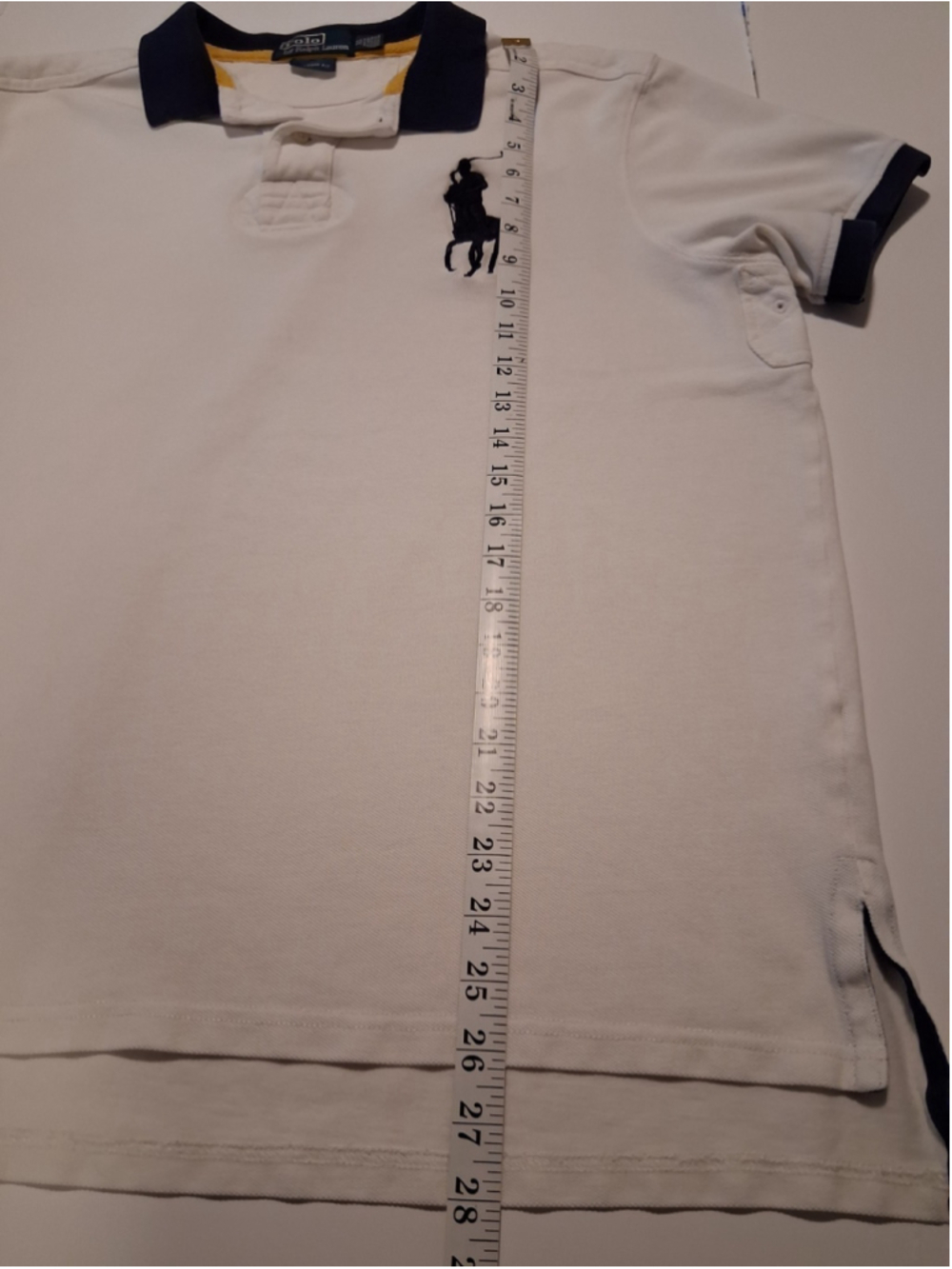 VTG 90s Polo Ralph Lauren Big Pony Men's XL Rugby Polo Shirt Custom Fit White - Picture 11 of 11